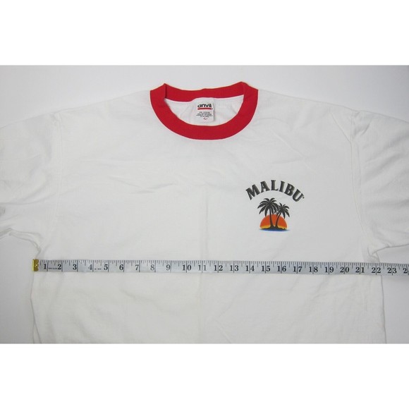 Vintage Malibu Rum Original Ringer T-Shirt Single Stitch Size L Graphic Print - Picture 5 of 6